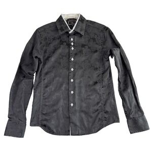 Meztizos Blouse Women's M Black Embossed Button Up Shirt Western Paisley Cowgirl